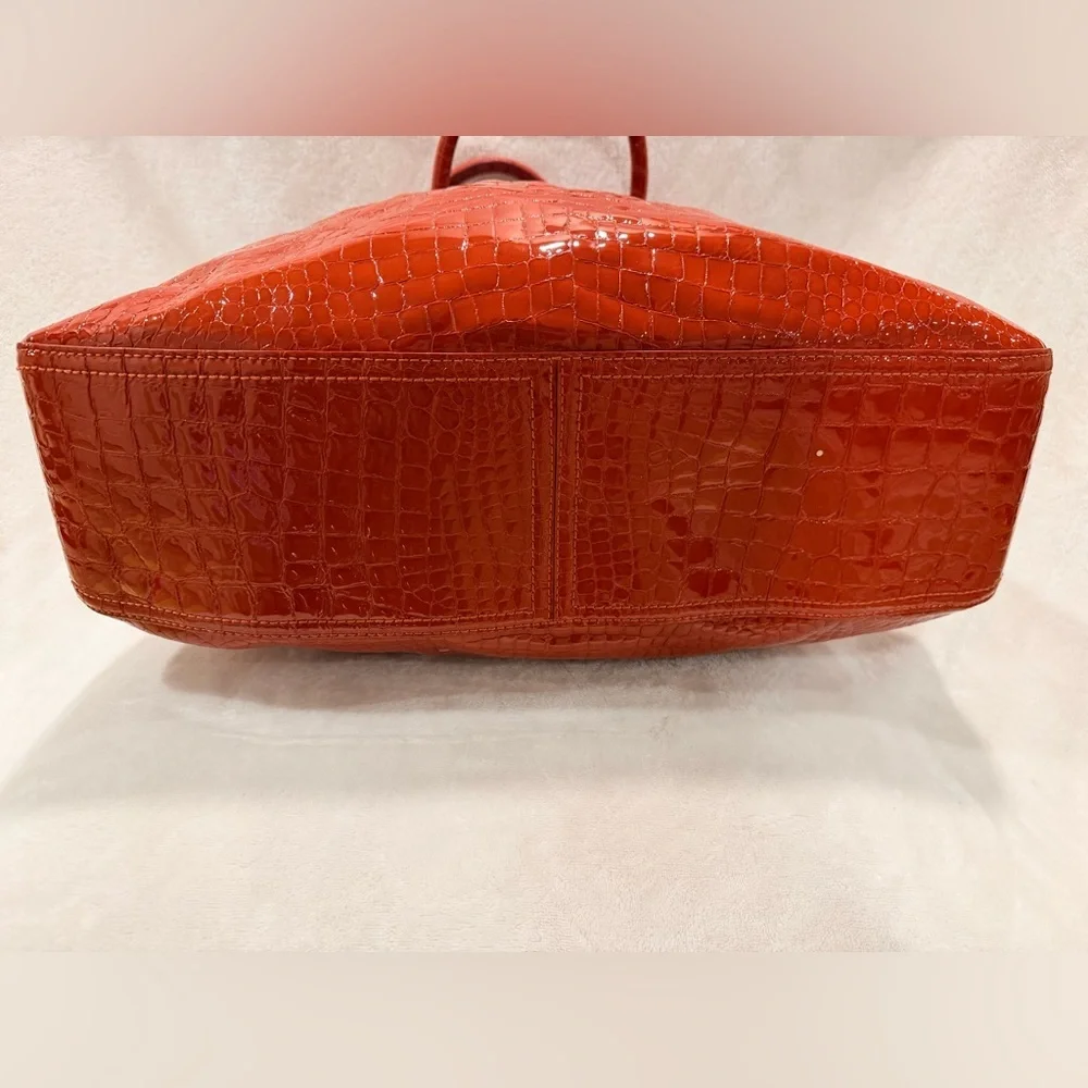 Cole Haan Red Croc-Embossed Patent Leather Hobo Shoulder Bag